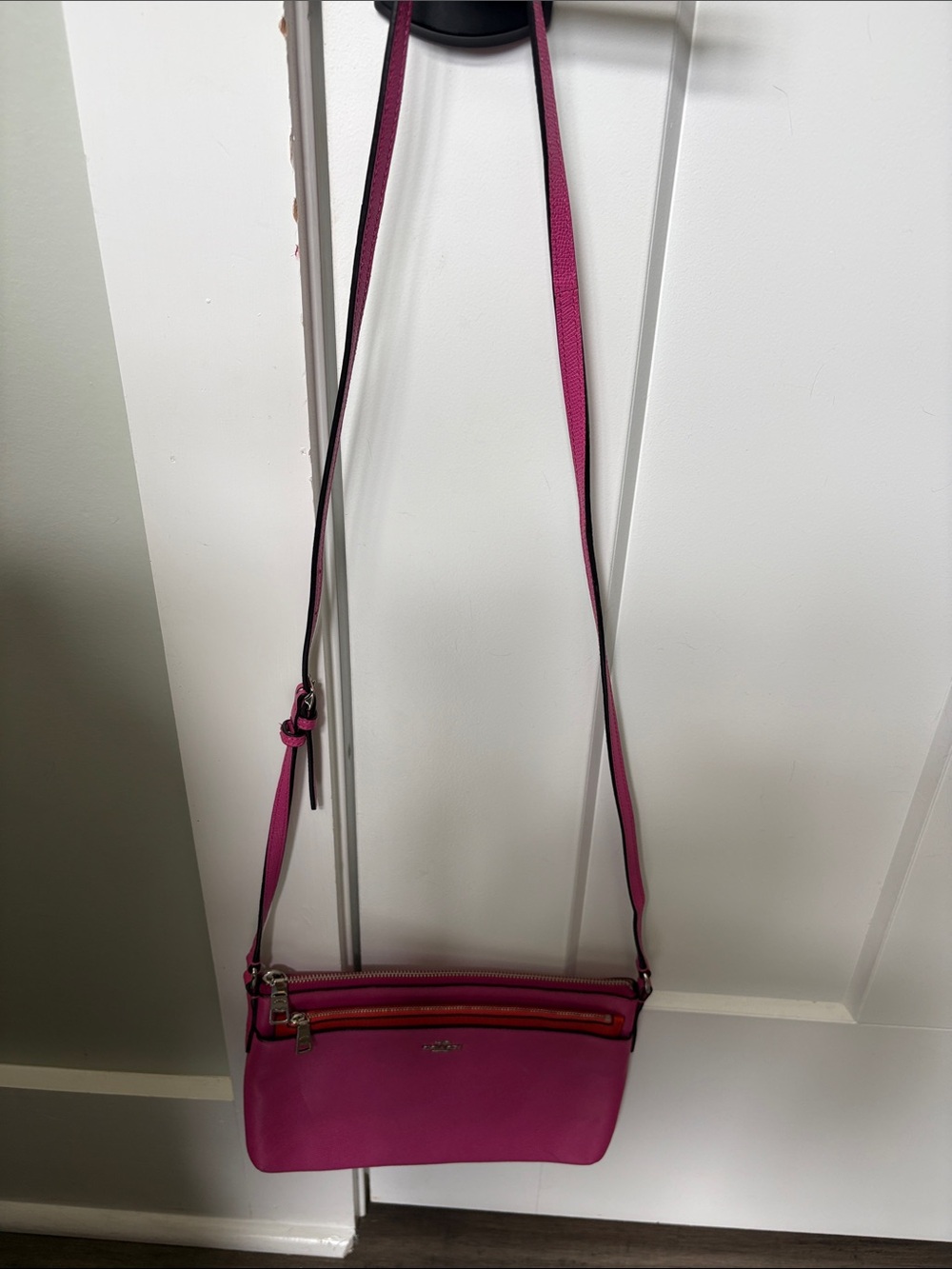 Coach Pink Crossbody Bag with Zip Pockets